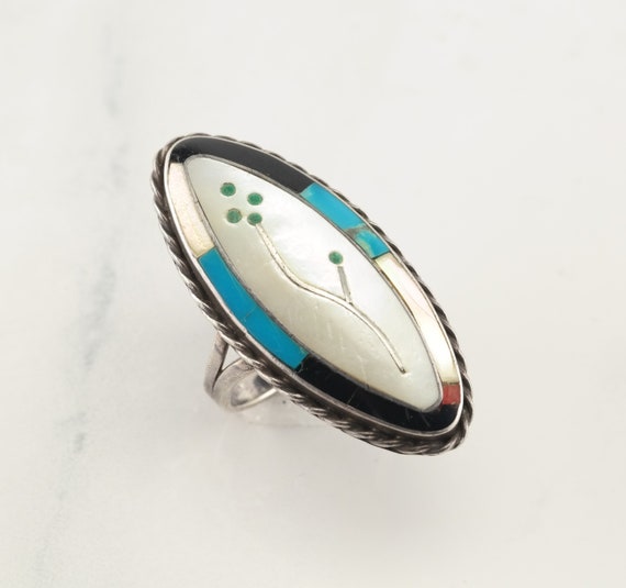 Vintage Native American Silver Ring Turquoise, MO… - image 1
