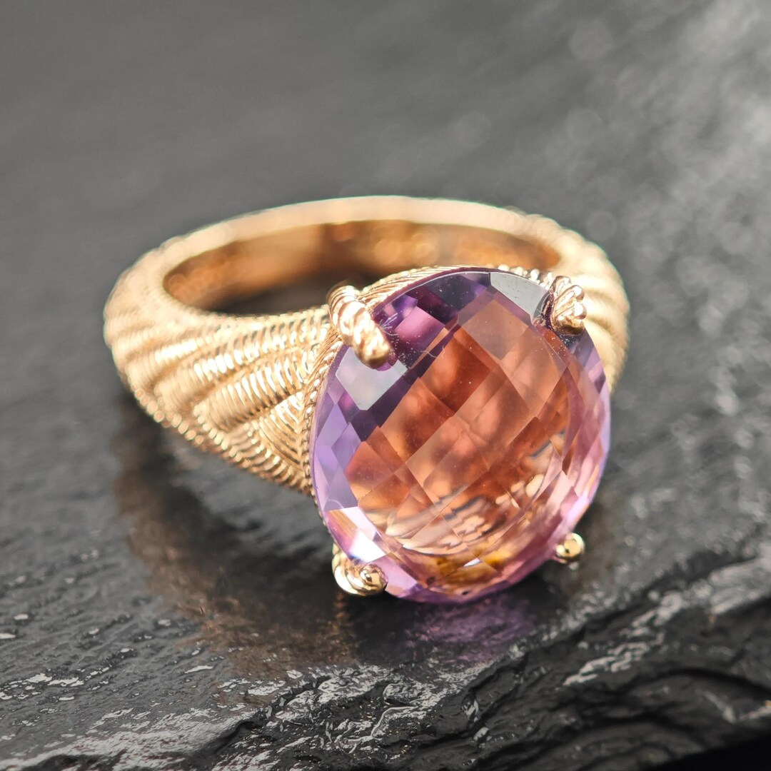 Judith Ripka Rose Gold Faceted Amethyst Ring Sterling Silver Sz 7 - Etsy