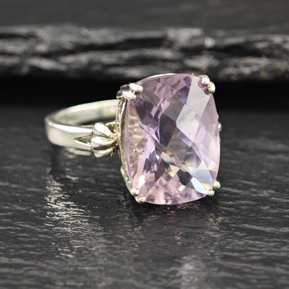 Amethyst Statement Ring: Large Square Cut - Sterl… - image 5