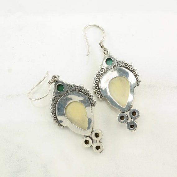 Sterling Silver Multi Stone, Carved Face Earrings… - image 4