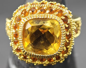 Vintage Sterling  Silver Ring Citrine  Orange Size 5 3/4