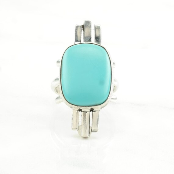DTR Statement Silver Ring: Blue Turquoise Imitati… - image 9