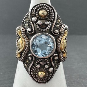 Vintage Designer Sterling Silver Ring Size 6 Blue Topaz