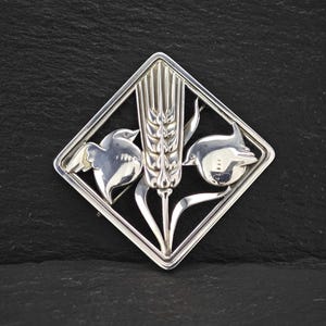 Georg Jensen 250,  Floral Birds Brooch Sterling Silver