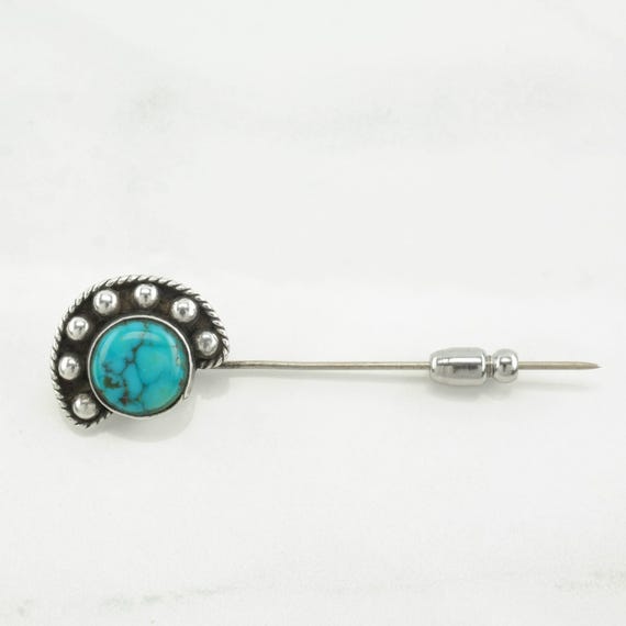 Sterling Silver Brooch: Native American Turquoise - Handmade Southwest View 3