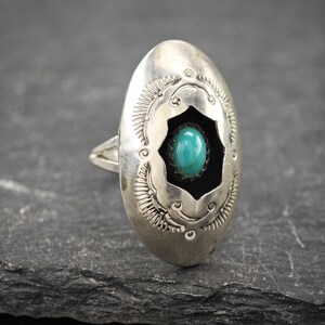Vintage Sterling Silver Turquoise Shadowbox Ring image 3