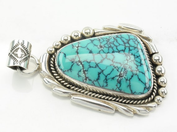 Vintage Aaron Toadlena Spiderweb Turquoise Sterli… - image 3