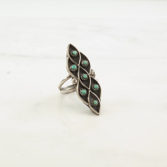 Vintage Native American Silver Ring Turquoise Clu… - image 4