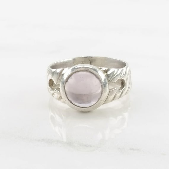 Amethyst Ring - Sterling Silver Solitaire Size 6 … - image 3