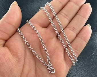 Vintage Minimalist Sterling Silver  3mm 22&quot; Rolo Necklace