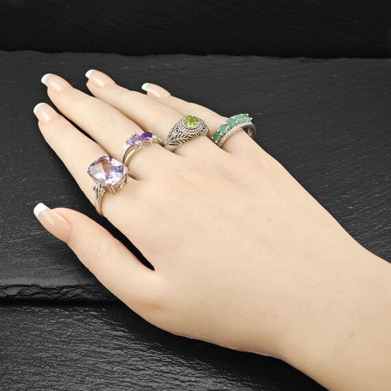 Amethyst Statement Ring: Large Square Cut - Sterl… - image 2