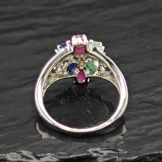 Sapphire Ruby Emerald Ring Sterling Silver Sz 6 3… - image 6