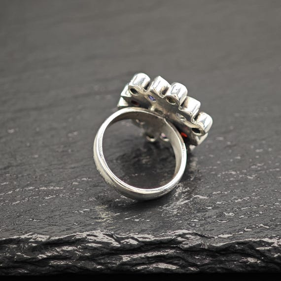 Sterling Silver Ring: Multi-Colored Gemstones - F… - image 8