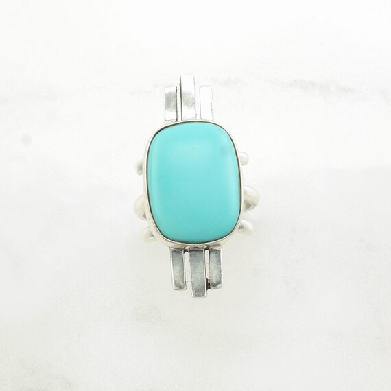 DTR Statement Silver Ring: Blue Turquoise Imitati… - image 5