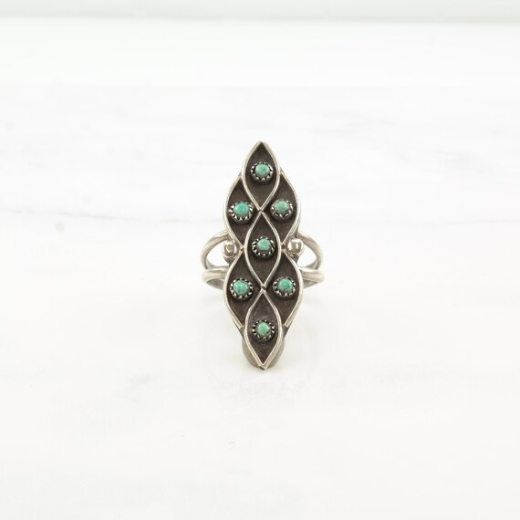 Vintage Native American Silver Ring Turquoise Clu… - image 3