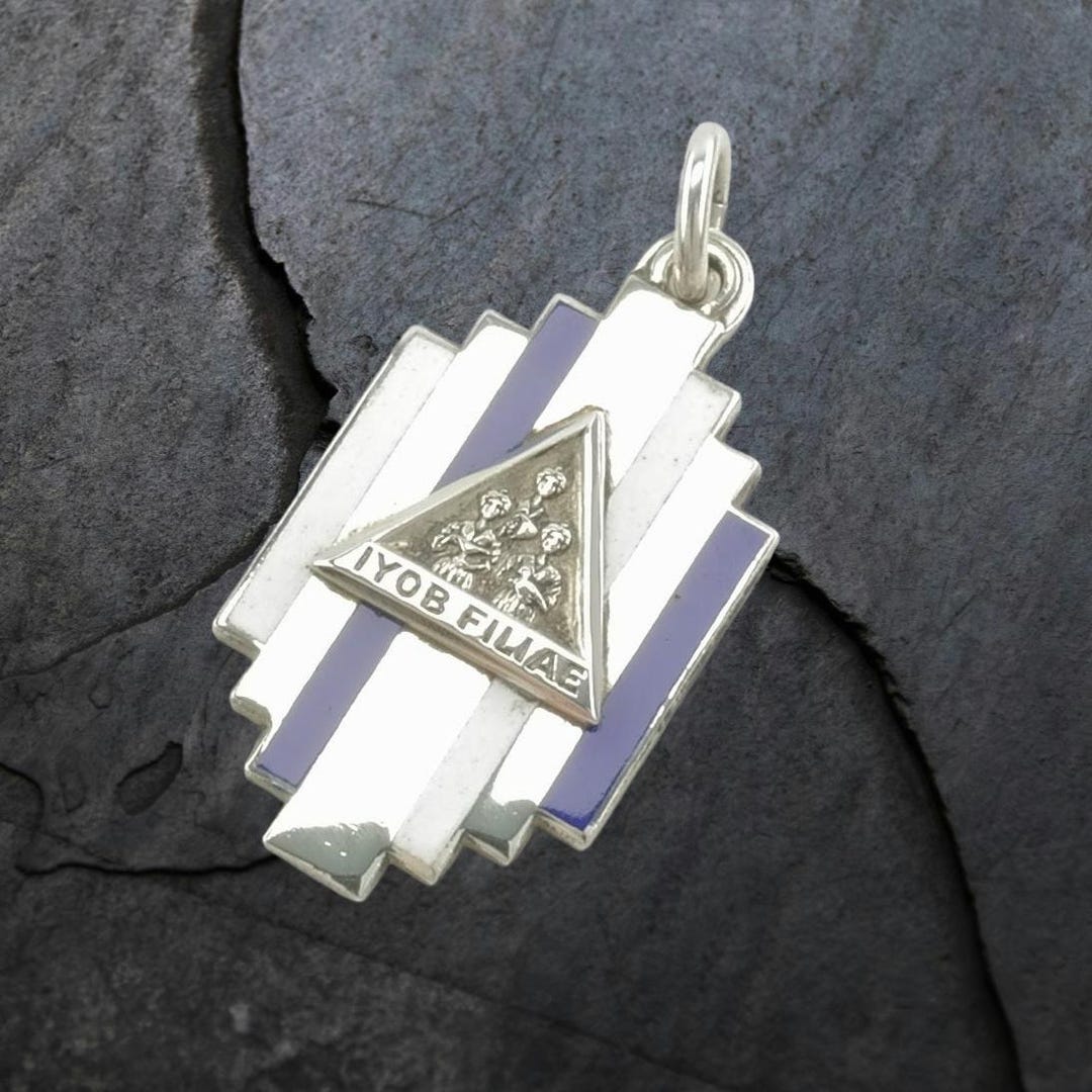 Vintage Art Deco Enamel Iyob Filiae Sterling Silver Pendant