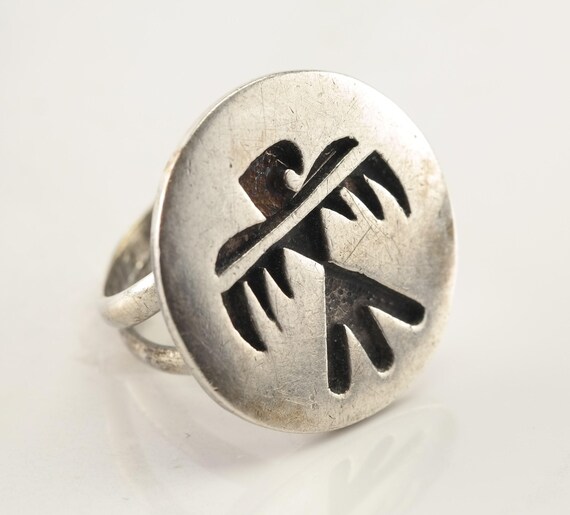 Native American Silver Ring Overlay Eagle Sterlin… - image 8