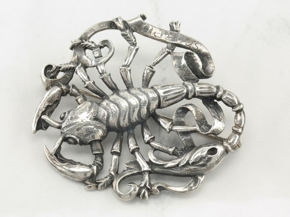 Cini Sterling Silver Zodiac Sign Scorpio Brooch - image 3