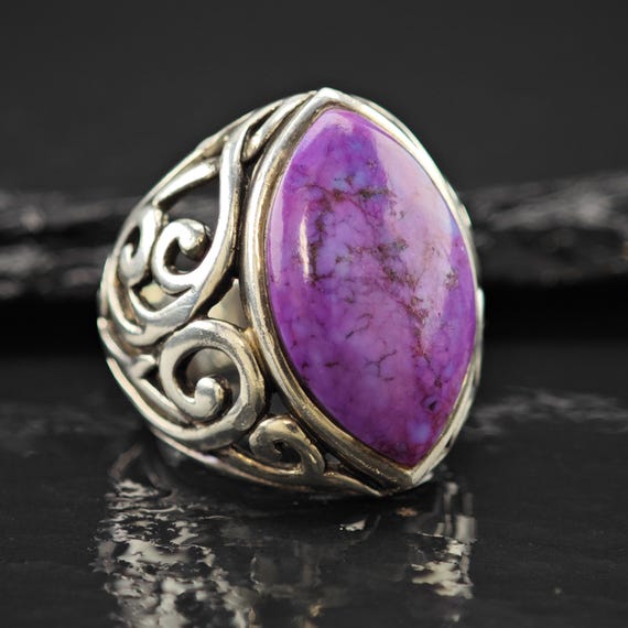 Purple Mojave Statement Ring - Sterling Silver Si… - image 4