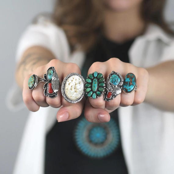 Sterling Silver Turquoise Ring: Size 8 3/4, Marked BB - Etsy Hong Kong