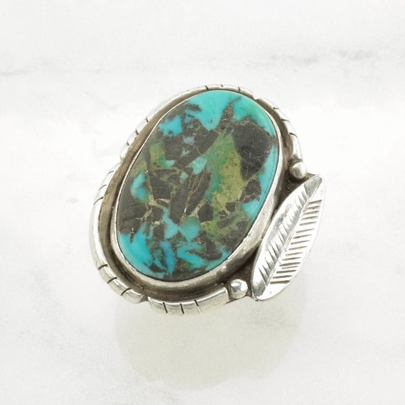 Vintage Hopi Sterling Silver Ring, Turquoise Feat… - image 1