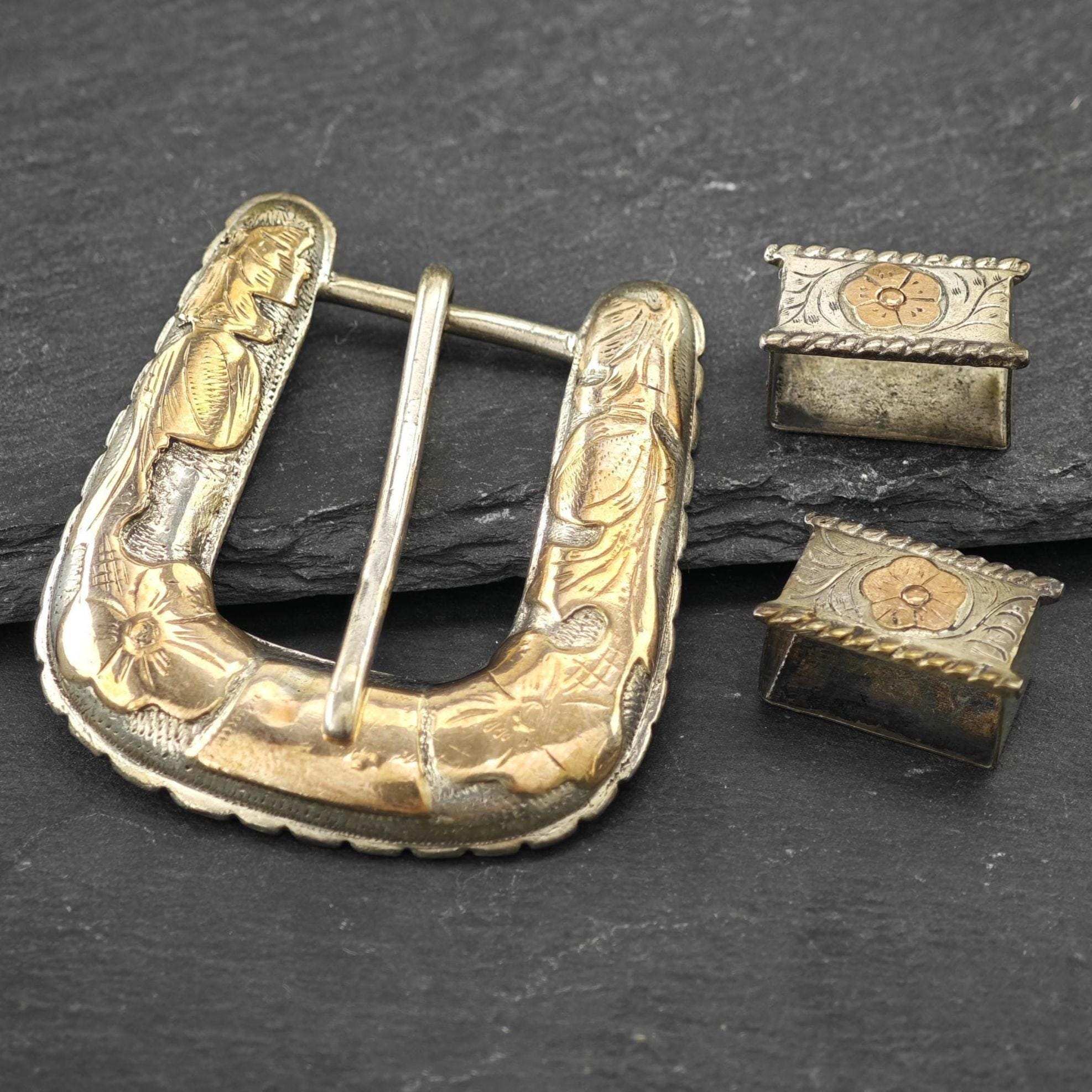 Ranger Belt Buckle Sterling Silver Rose Gold Overlay Mexico - Etsy