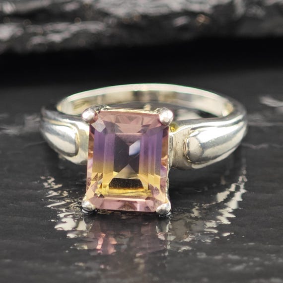 Emerald-Cut Ametrine Solitaire Ring Sterling Silv… - image 3