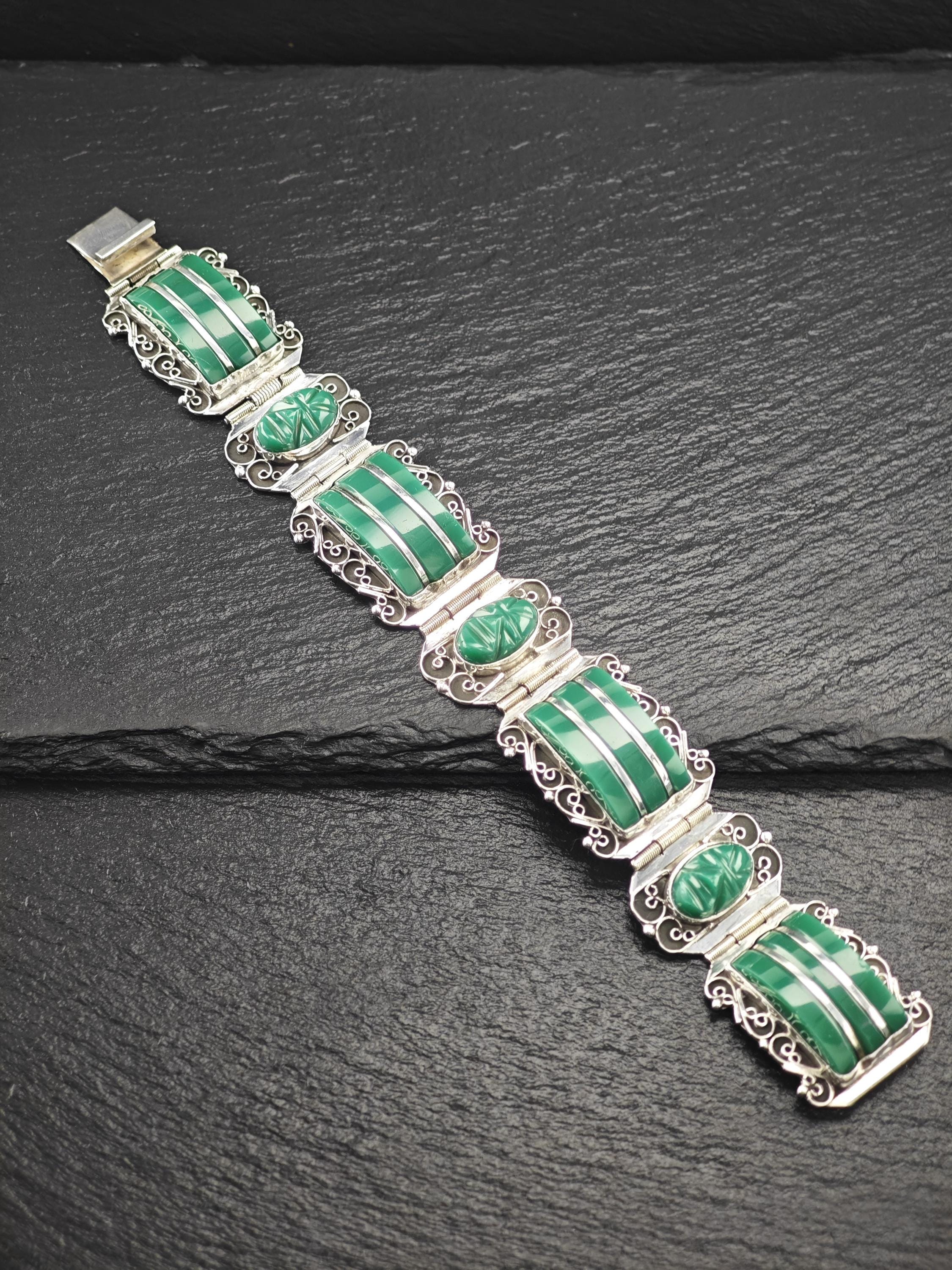 Mexico Green Onyx, Mask Panels Bracelet Sterling Silver - Etsy