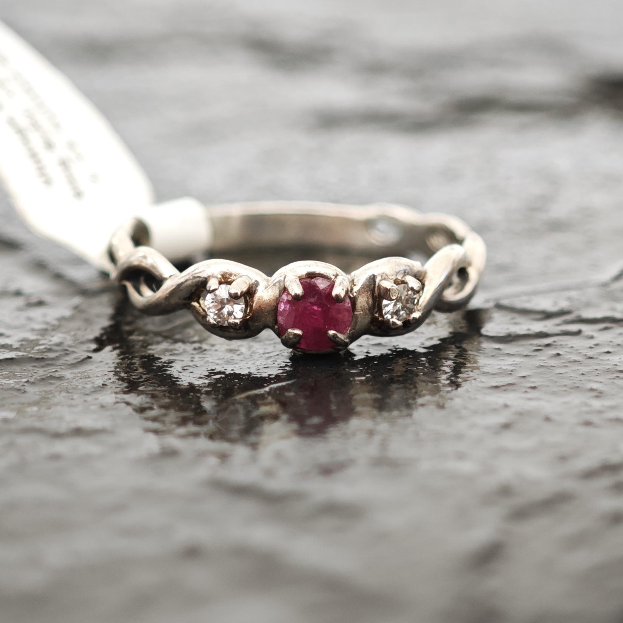 Vintage Sterling Silver Ring Ruby, CZ Twisted Size 8 1/2 - Etsy