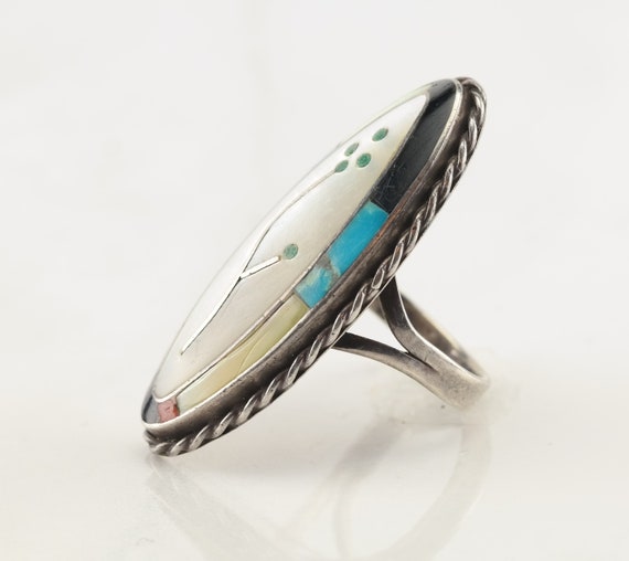 Vintage Native American Silver Ring Turquoise, MO… - image 5