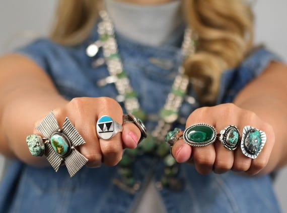 Sterling Silver Statement Ring: Native American I… - image 4