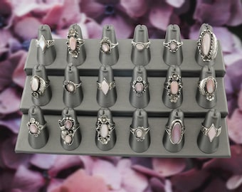 Anillos de plata de ley rosa con nácar, talla 7, variedad