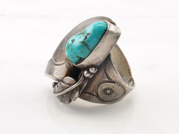 Native American Sterling Silver Ring Turquoise Le… - image 6