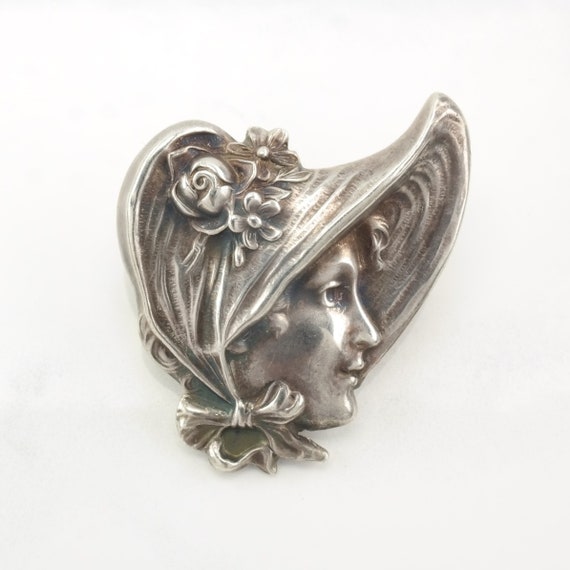 Unger Brothers Brooch Art Nouveau Sterling Silver - image 1