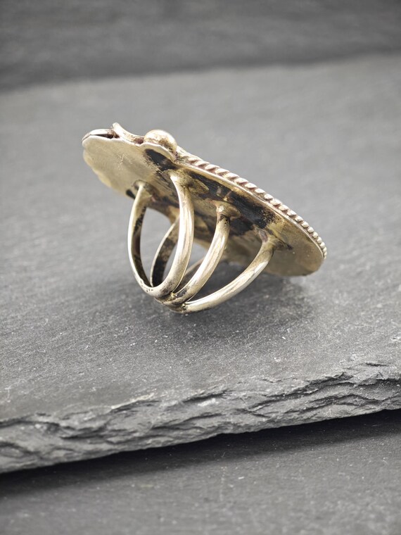 Native American Large Turquoise Ring - Sterling S… - image 4