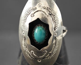Vintage Sterling Silver Turquoise Shadowbox Ring