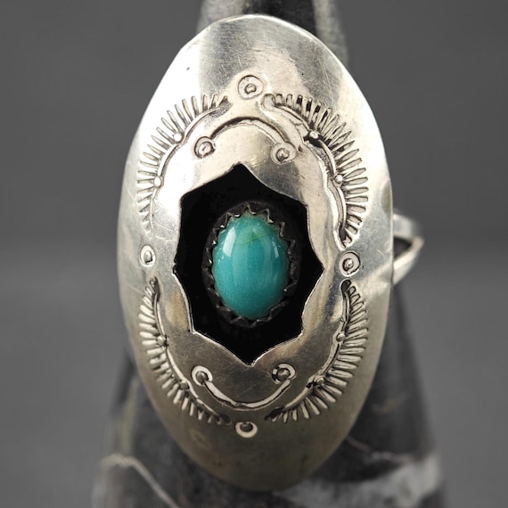 Vintage Sterling Silver Turquoise Shadowbox Ring