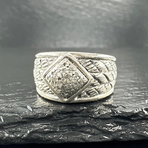 Vintage Diamond Ring Sterling Silver Size 7