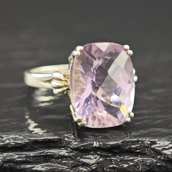 Amethyst Statement Ring: Large Square Cut - Sterl… - image 6
