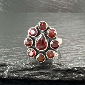 Bague vintage en argent sterling grenat taille 7