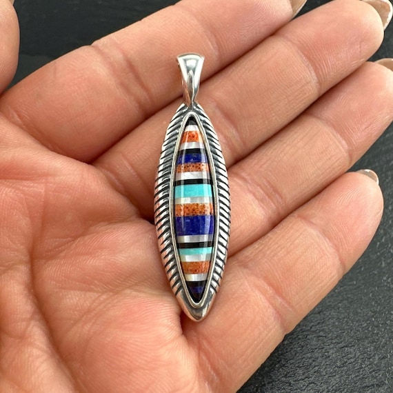 Multi Gemstone Silver Pendant - Relios American W… - image 2