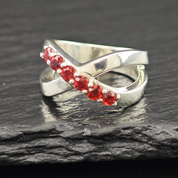 Sterling Silver Ring: Red Lab Ruby Center - Size … - image 6