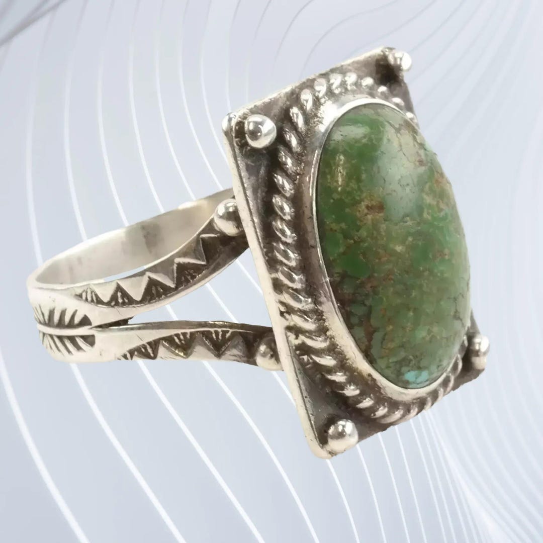 指輪・リング Vintage Fred Harvey Style Ring Vintage Fred Harvey Era Silver Ring Cerrillos Turquoise Oval