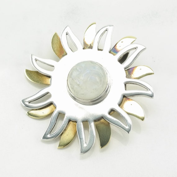 Mexican Sterling Silver Brooch Pendant Two Tone S… - image 3