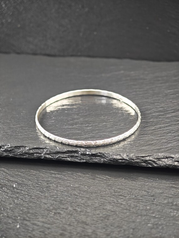 Stackable Repousse Floral Bangle Sterling Silver - image 4