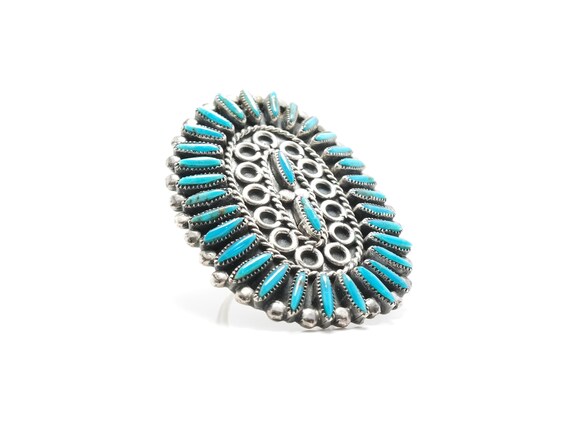 Vintage Zuni Ring Turquoise Sterling Silver Needl… - image 2