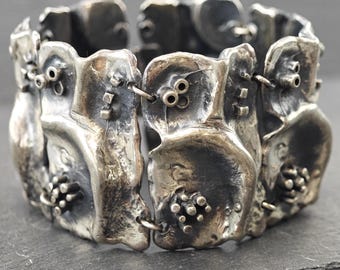 Signed, Brutalist non precious metal, Wide Panel Link Bracelet