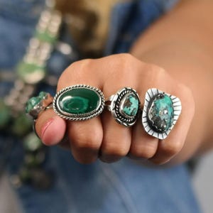 Vintage Southwest Silver Ring Turquoise Large Sterling Blue Size 5 1/2