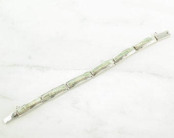Sterling Silver Link Bracelet Lab Opal