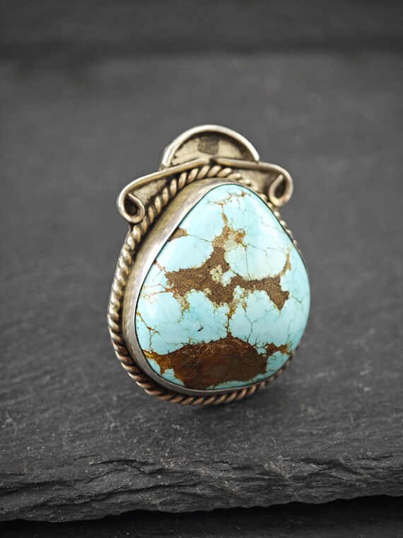 Large Number Eight Turquoise Ring - Native Americ… - image 5